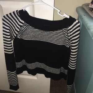 B&W striped cropped sweater